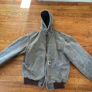 Vintage Carhartt Distressed Gray Hooded Jacket